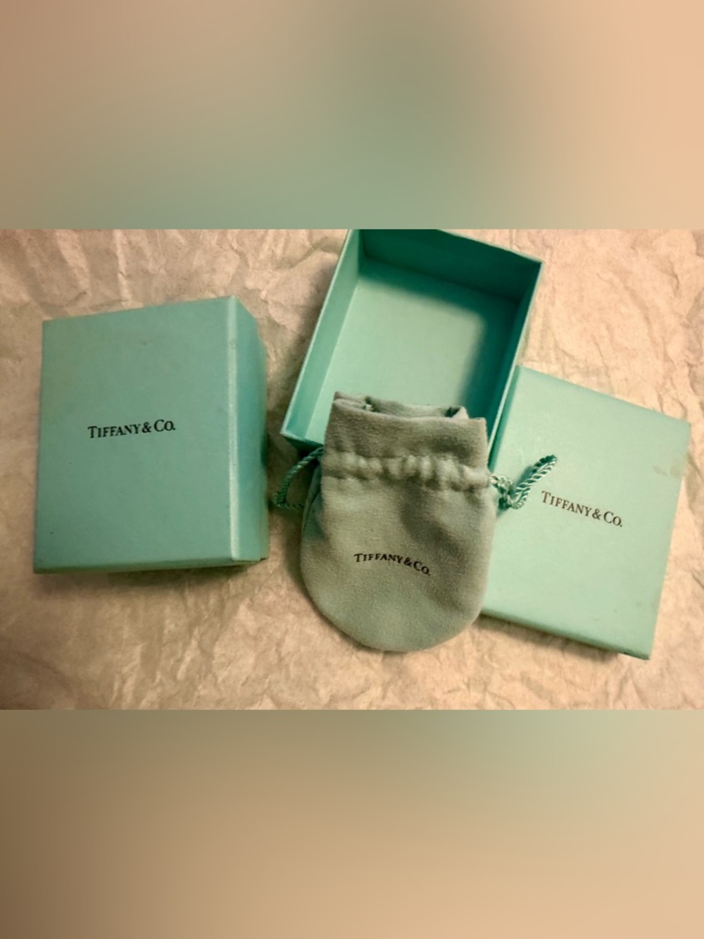 2 Tiffany & Co. jewelry boxes and bag. 3.75”x3”